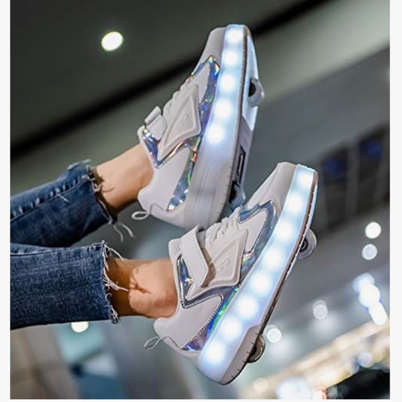 Other - White LED Light-Up Women's Sneaker with Holographic Trim